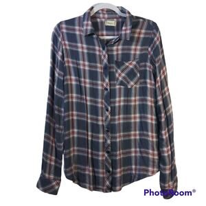 Altar'd State Peri Pink Plaid Flannel Top Size Small